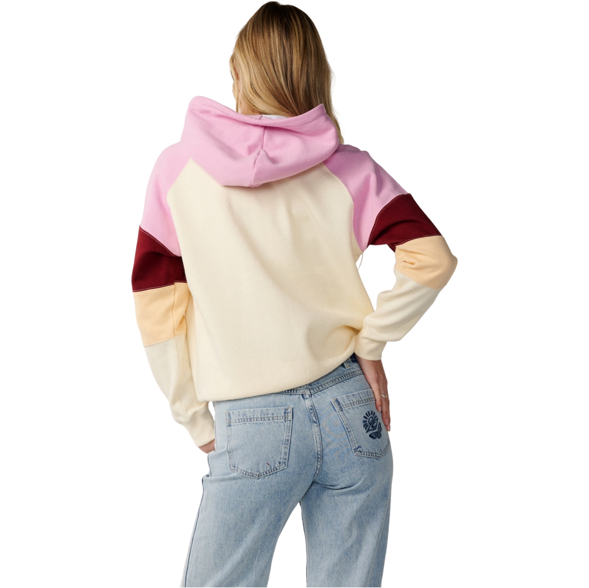 2026 Rip Curl Womens Party Wave Colour Block Zip Thru Fleece 0DHWFL - Off White